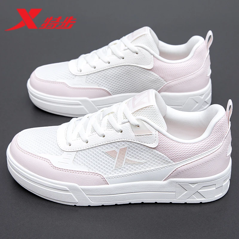 特步板鞋2025夏季新款小白鞋低帮女鞋网面透气轻便休闲鞋运动鞋女