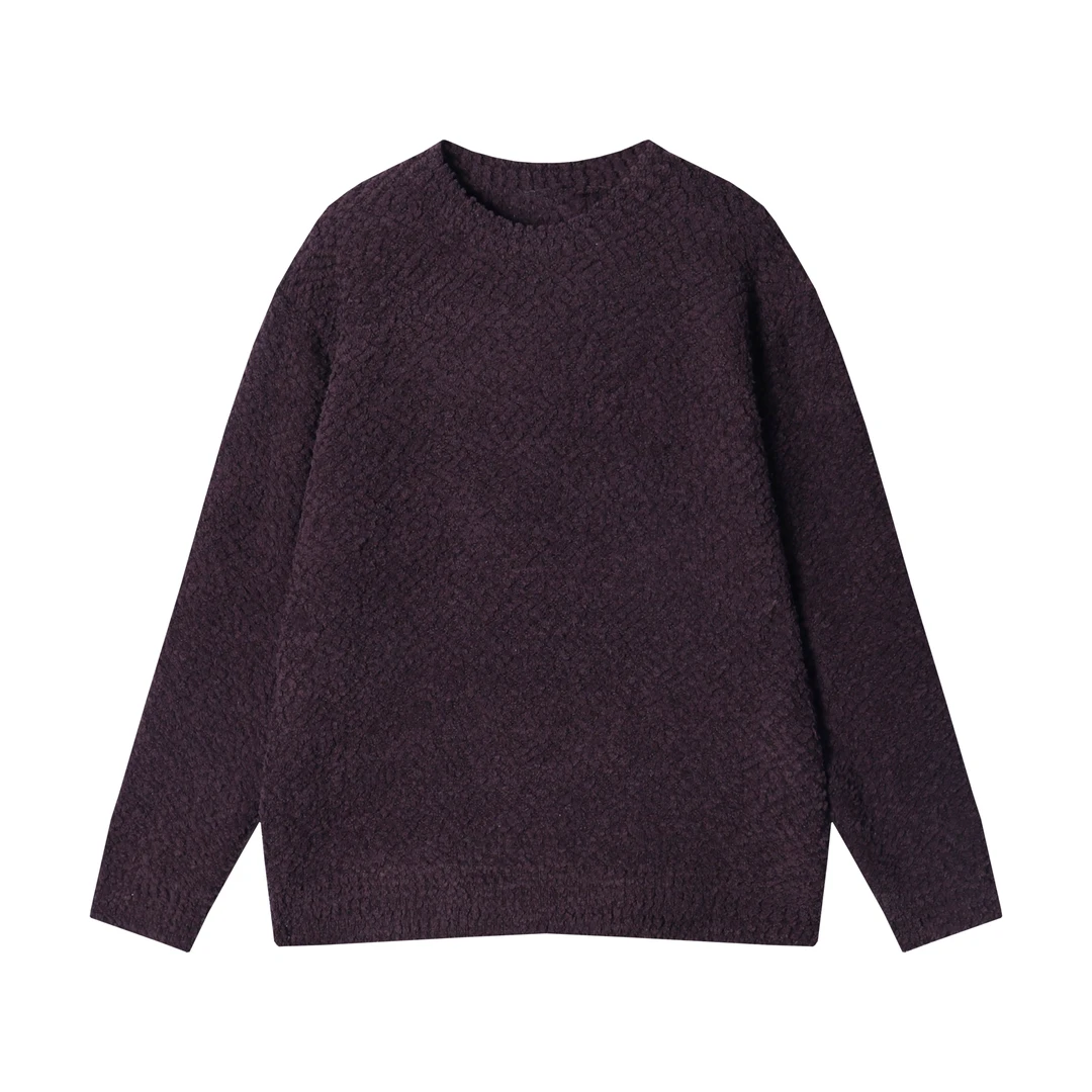 0011秋季新款纯色百搭软糯简约圆领套头休闲长袖毛衣