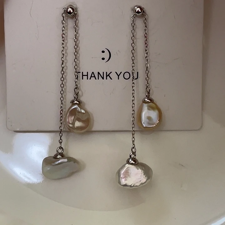 淡水珍珠银S925镶嵌耳饰