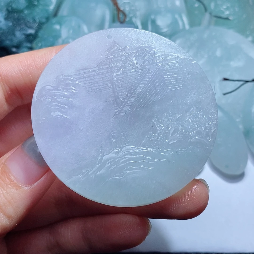 定制翡翠未镶嵌毛货付款后确认抛光