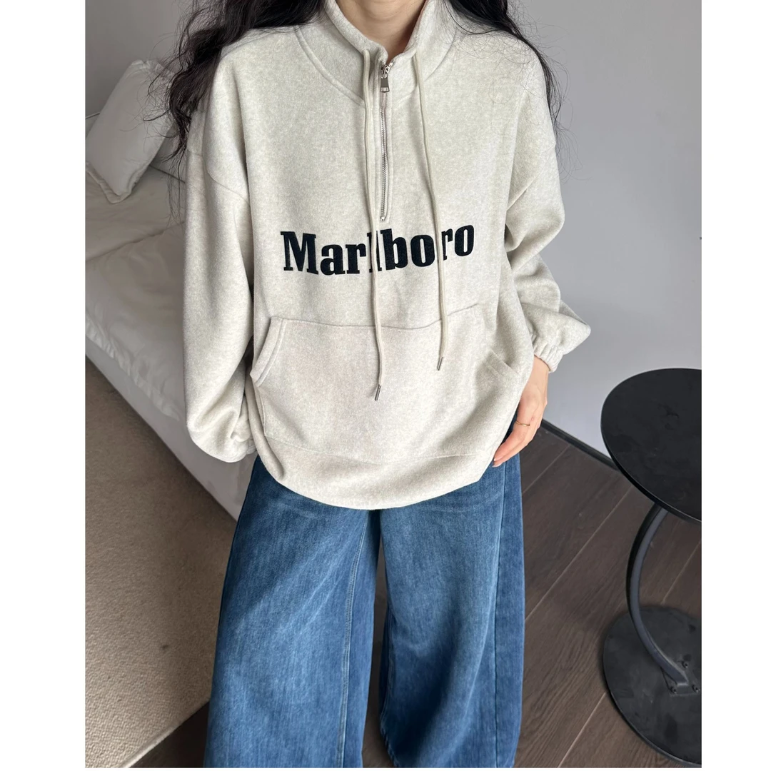 方陳式【音乐会】卫衣立领加绒加厚外套休闲卫衣