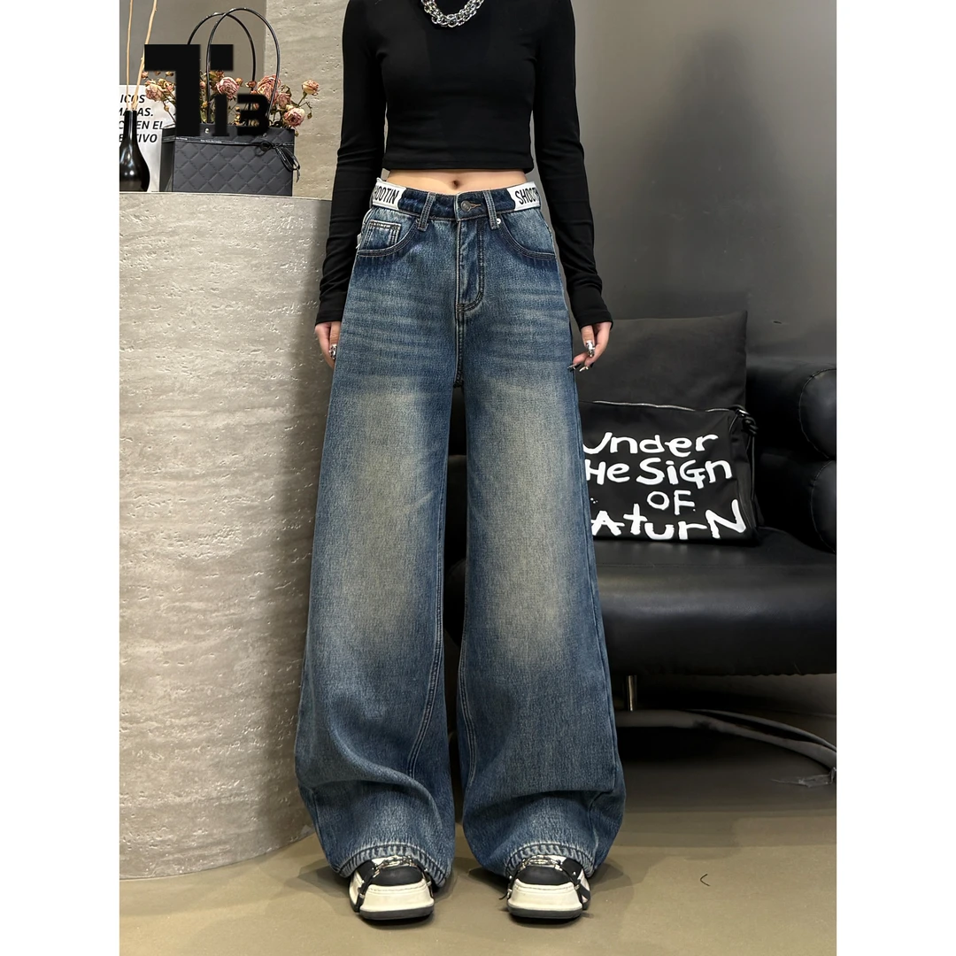 T13妮妮加绒【Z77280】宽松中高腰显瘦牛仔裤