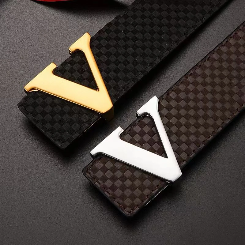 小米格V字母平滑扣时尚百搭男士腰带