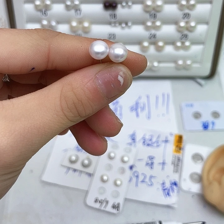 淡水珍珠耳饰银S925镶嵌宸*