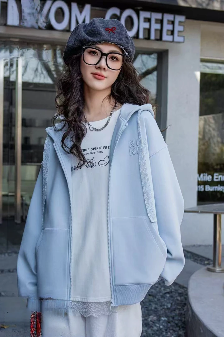 2025春季普通外套棒球服百搭长袖连帽女童