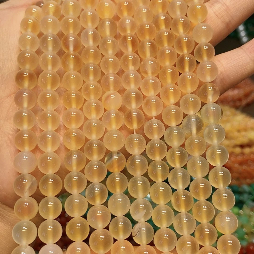 散珠玛瑙/玉髓8mm溏心玛瑙一条