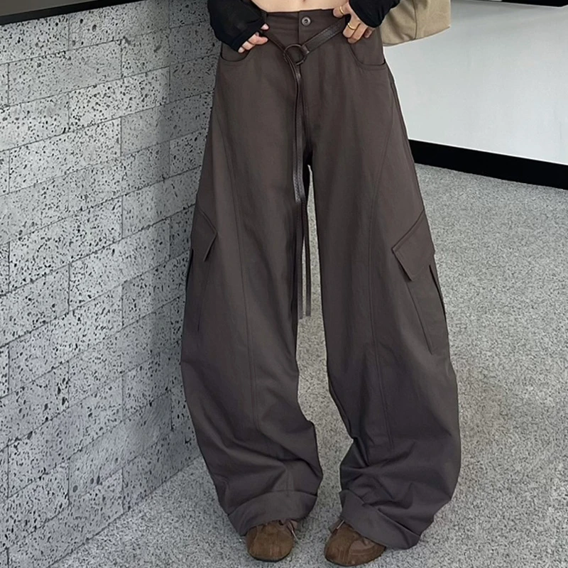 弯刀工装裤25秋季新款美式宽松半松紧挽脚休闲工装裤女68015