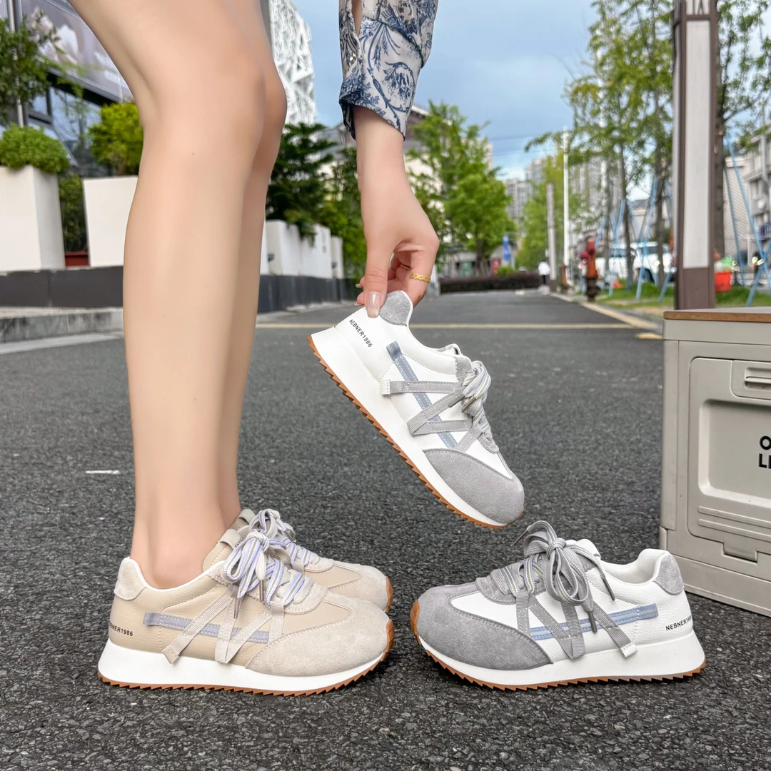 真皮德训鞋阿甘鞋女款四季款新款百搭休闲板鞋单鞋女V37