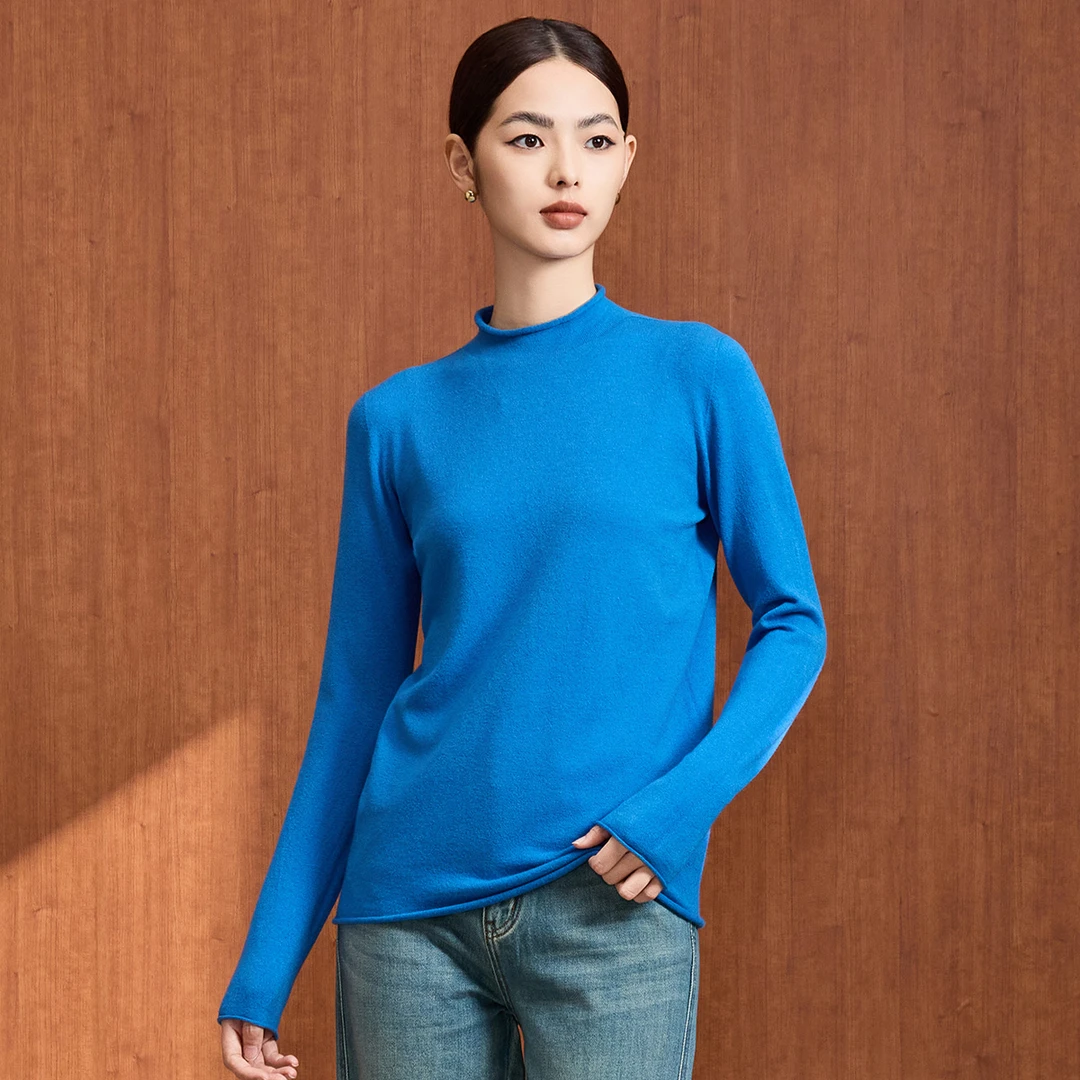 【众心】秋冬新款纯色半高领修身打底衫上衣百搭女VDA751SWH0