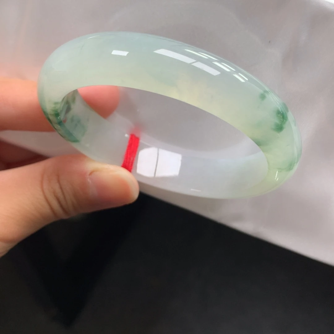 翡翠未镶嵌手镯16号53.4贵妃完美冰飘花绿花花（完美精品强推必拍）