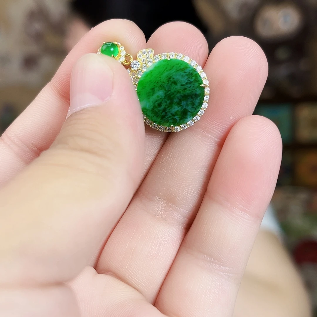 翡翠银S925镶嵌颈饰吊坠