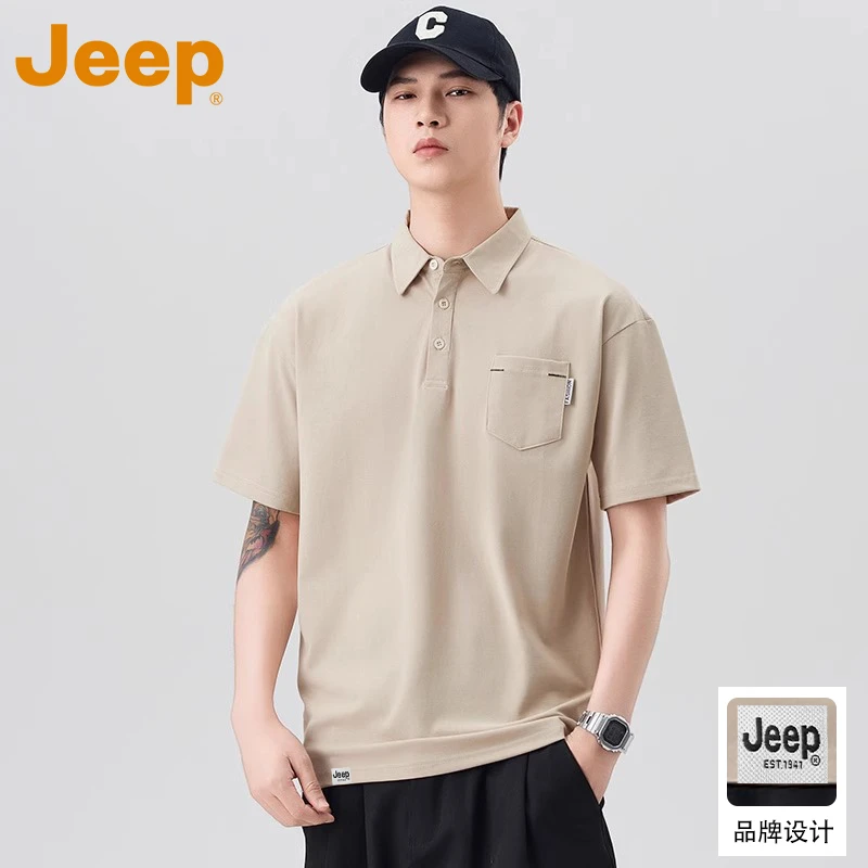 JEEP吉普【凉感】高级短袖polo衫男款夏季海鸥领t恤宽松休闲上衣