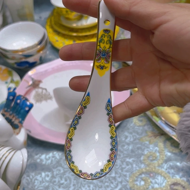 瓷片珐琅彩小勺十个