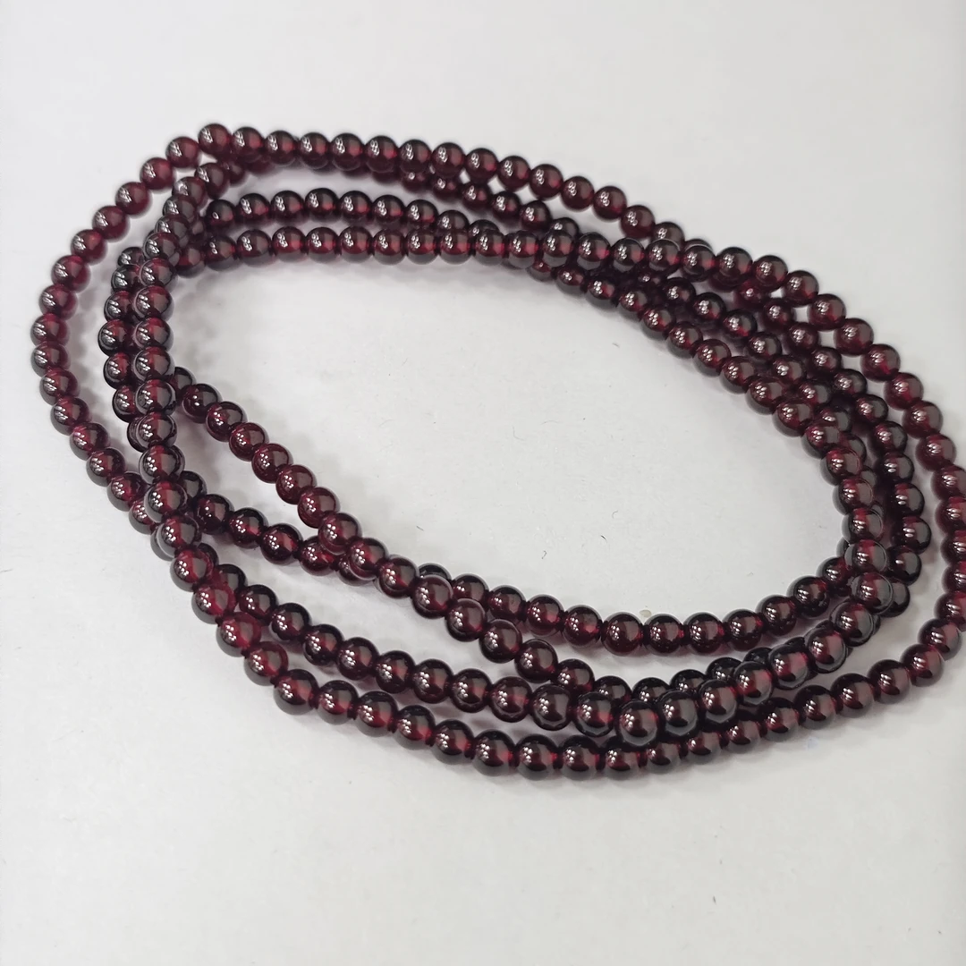 【书记甄选】天然石榴石三圈手链 多样性发一件 约4mm 8599YT