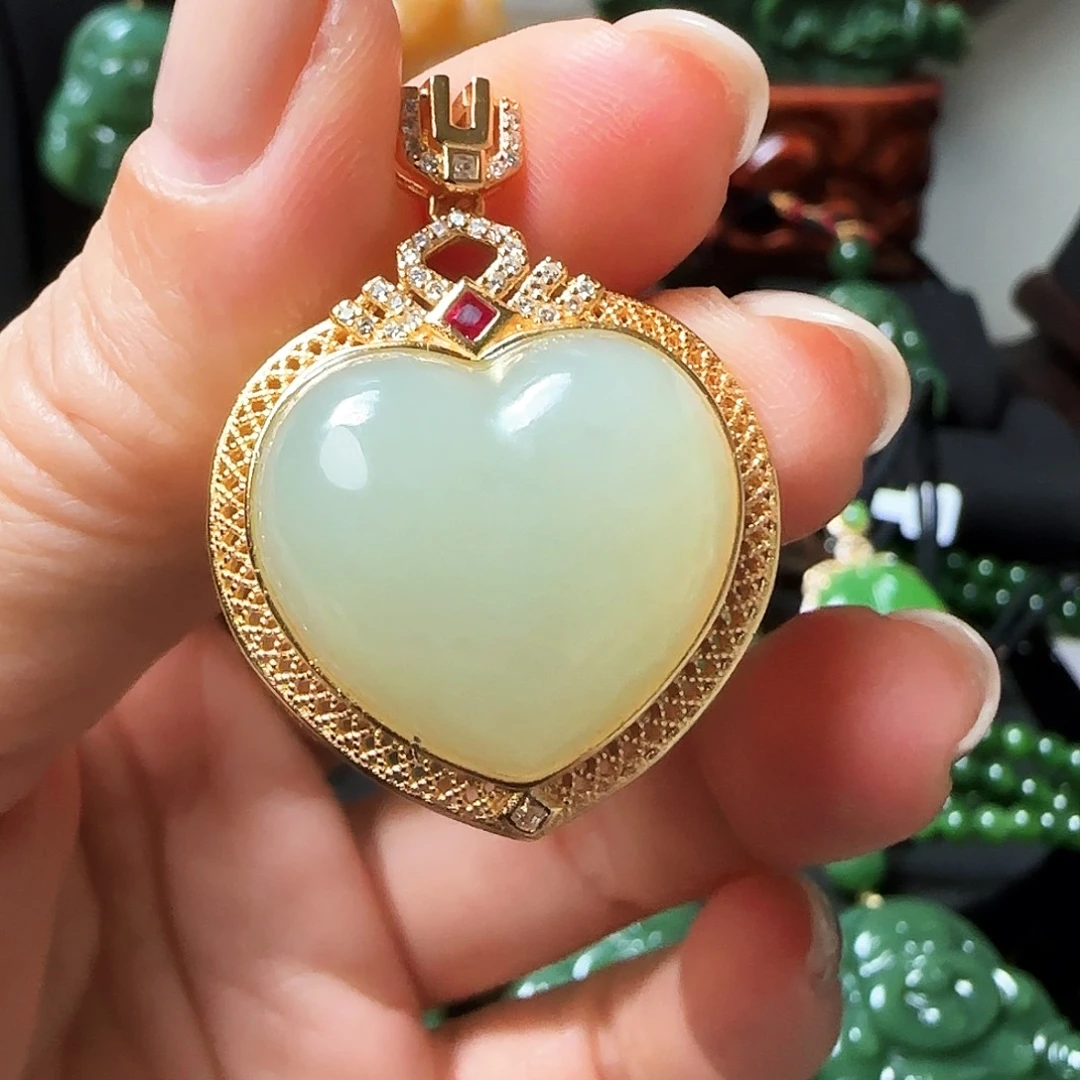 和田玉（碧玉）颈饰银S925镶嵌