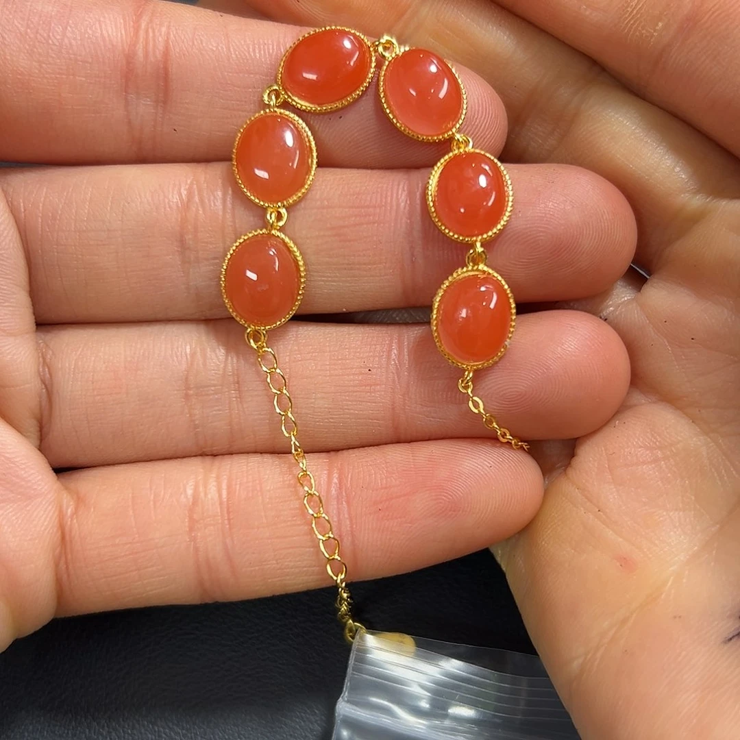 南红玛瑙手链银S925镶嵌巨****牙