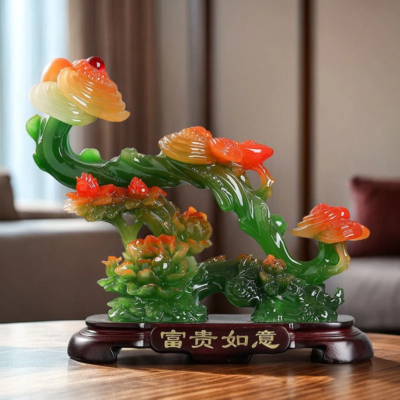 树脂创意礼品富贵玉如意摆件家居客厅装饰品电视柜酒柜玄关摆设