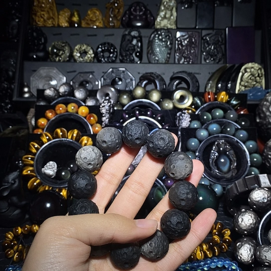 池***川黑曜岩未镶嵌手链