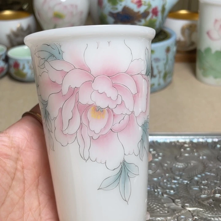 璞玉手绘可乐杯。，