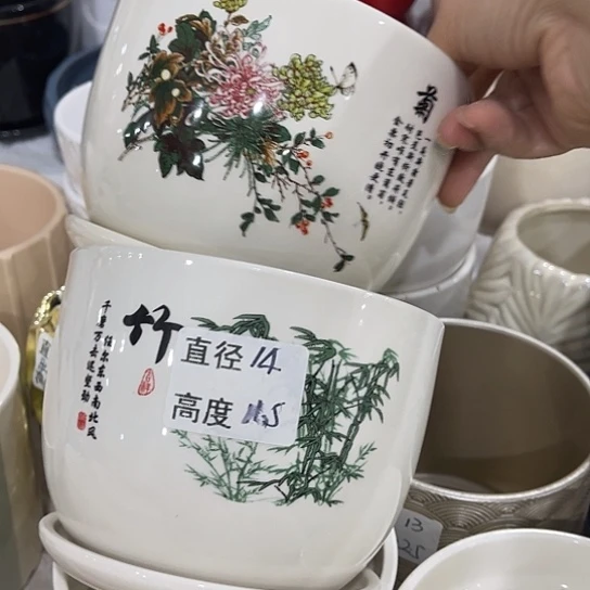 多肉绿植陶瓷花盆9.9包邮，有孔