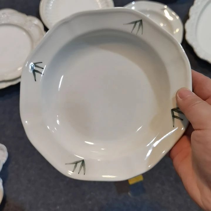 瓷片微瑕竹子深盘两个一组