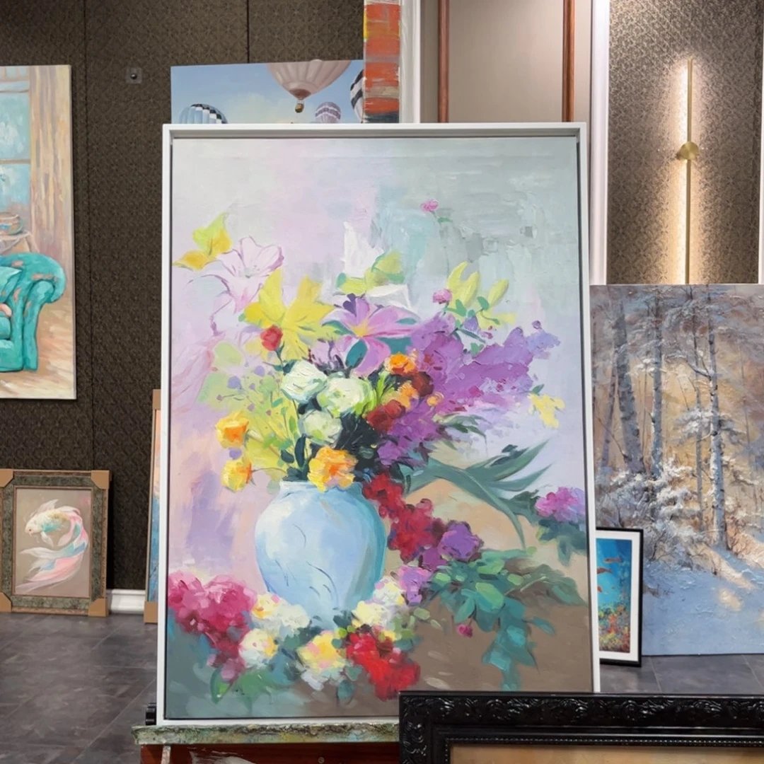 油画花卉纯手绘油画带框