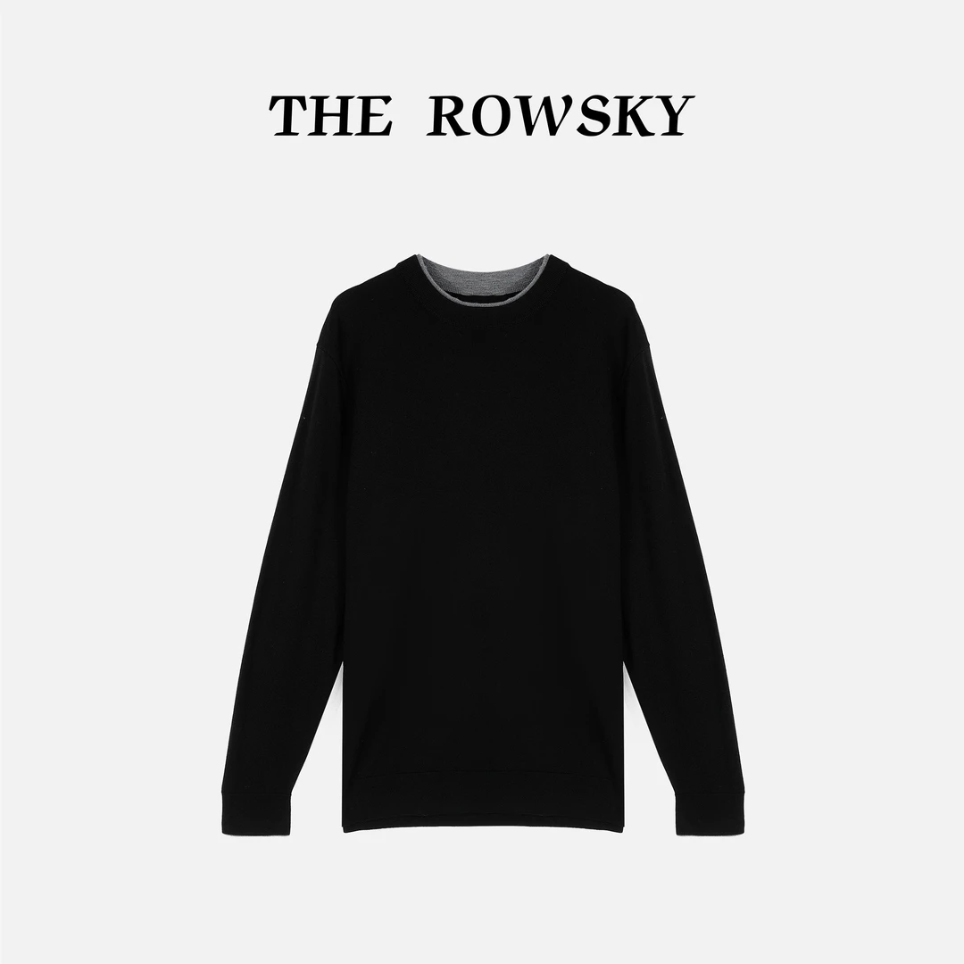 杨圣坤2025冬季男士100%绵羊毛双色领亲肤保暖针织衫SK25102210