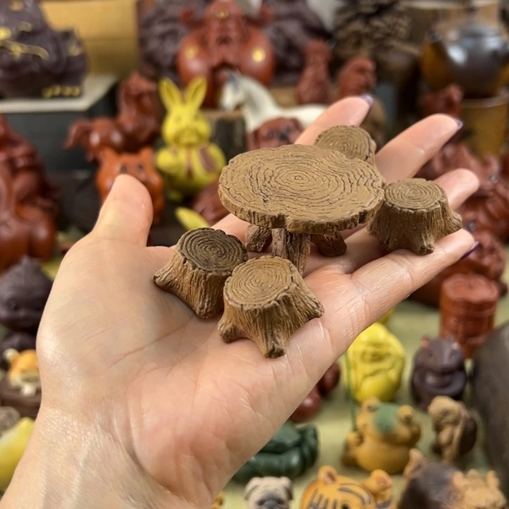 紫砂茶宠紫砂树桩五件套