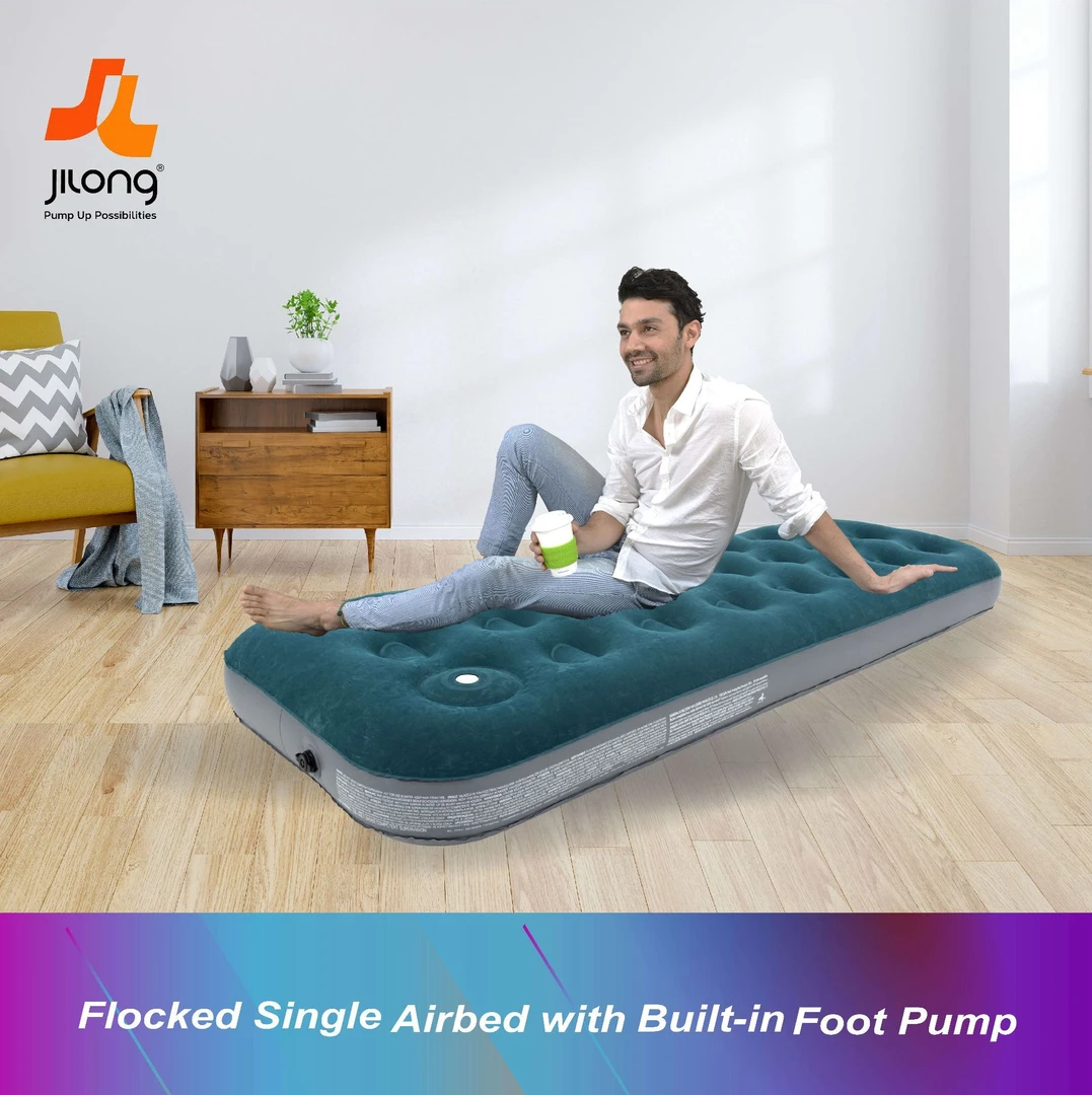 电动户外单双人植绒床垫便携床垫单层加厚内置泵床垫