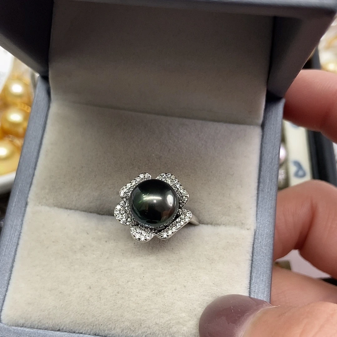 银S925镶嵌海水珍珠戒指