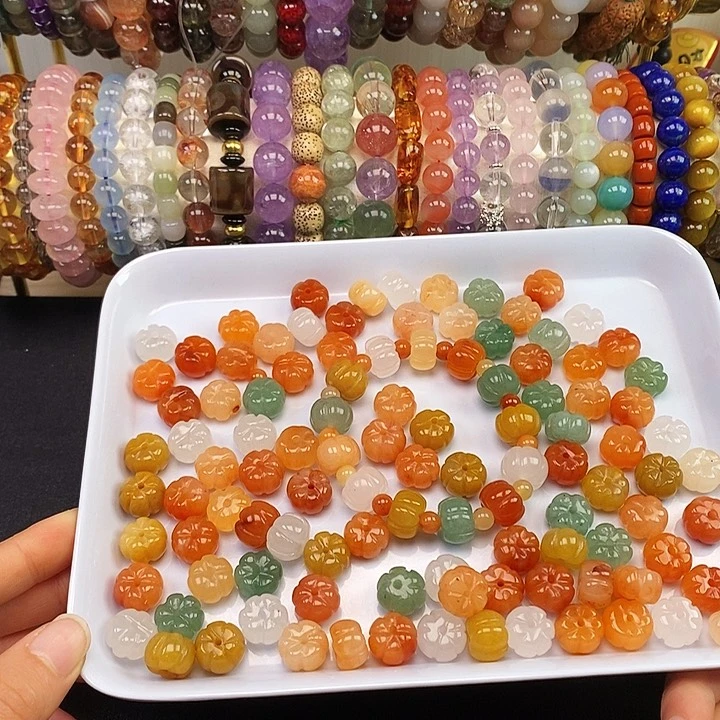 未镶嵌卡13-9金丝玉南瓜珠10颗玛瑙/玉髓