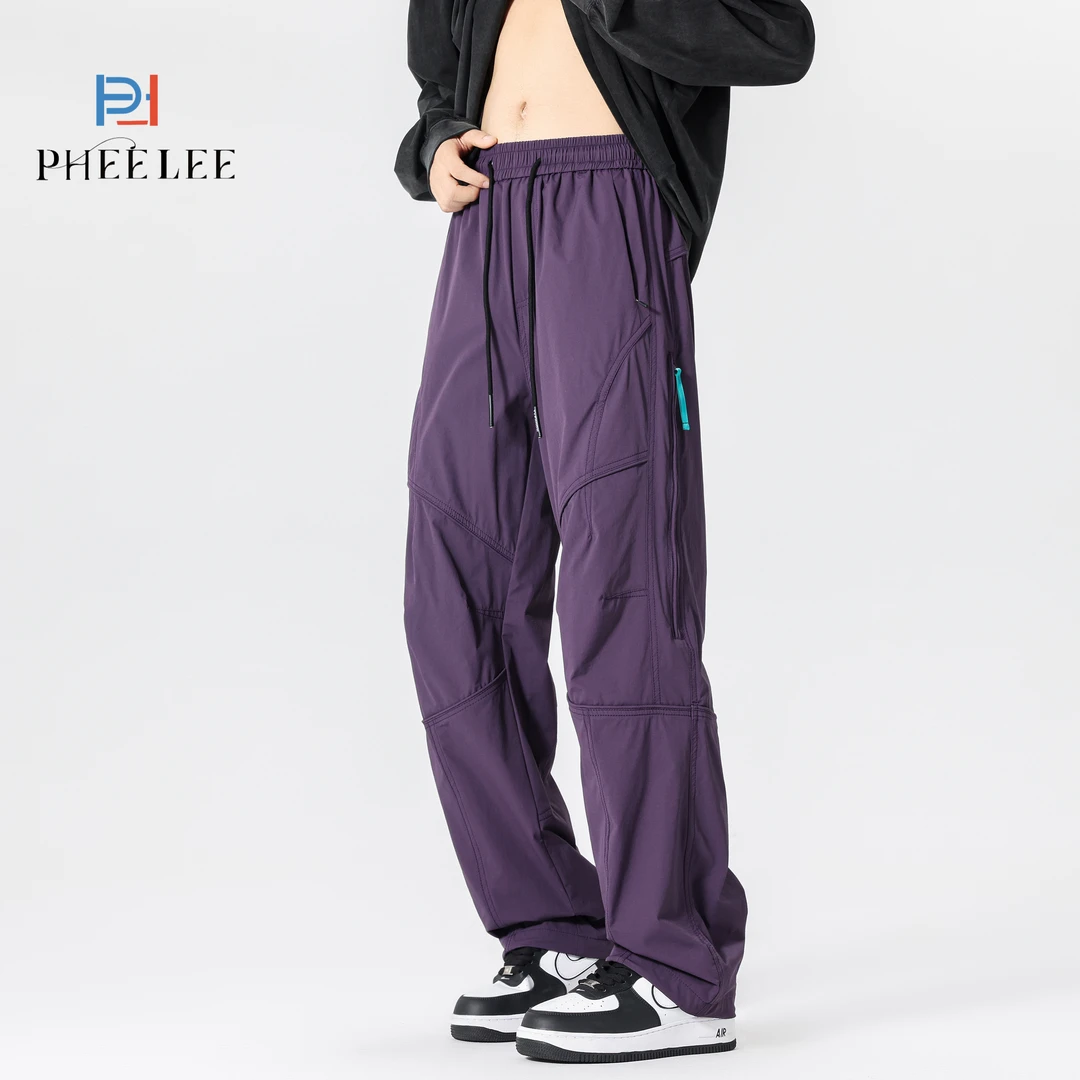PHL条纹设计宽松直筒长裤男装休闲裤透气舒适弹力大情侣长裤运动