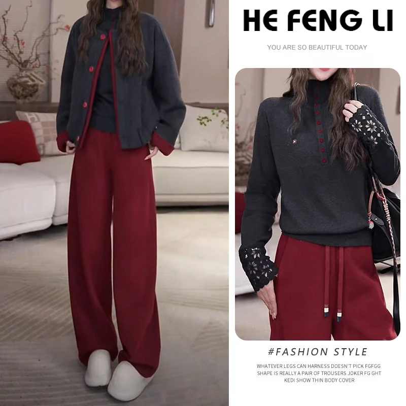 2025年秋冬新款洋气保暖时尚潮流套装女韩系休闲风宽松百搭三件套