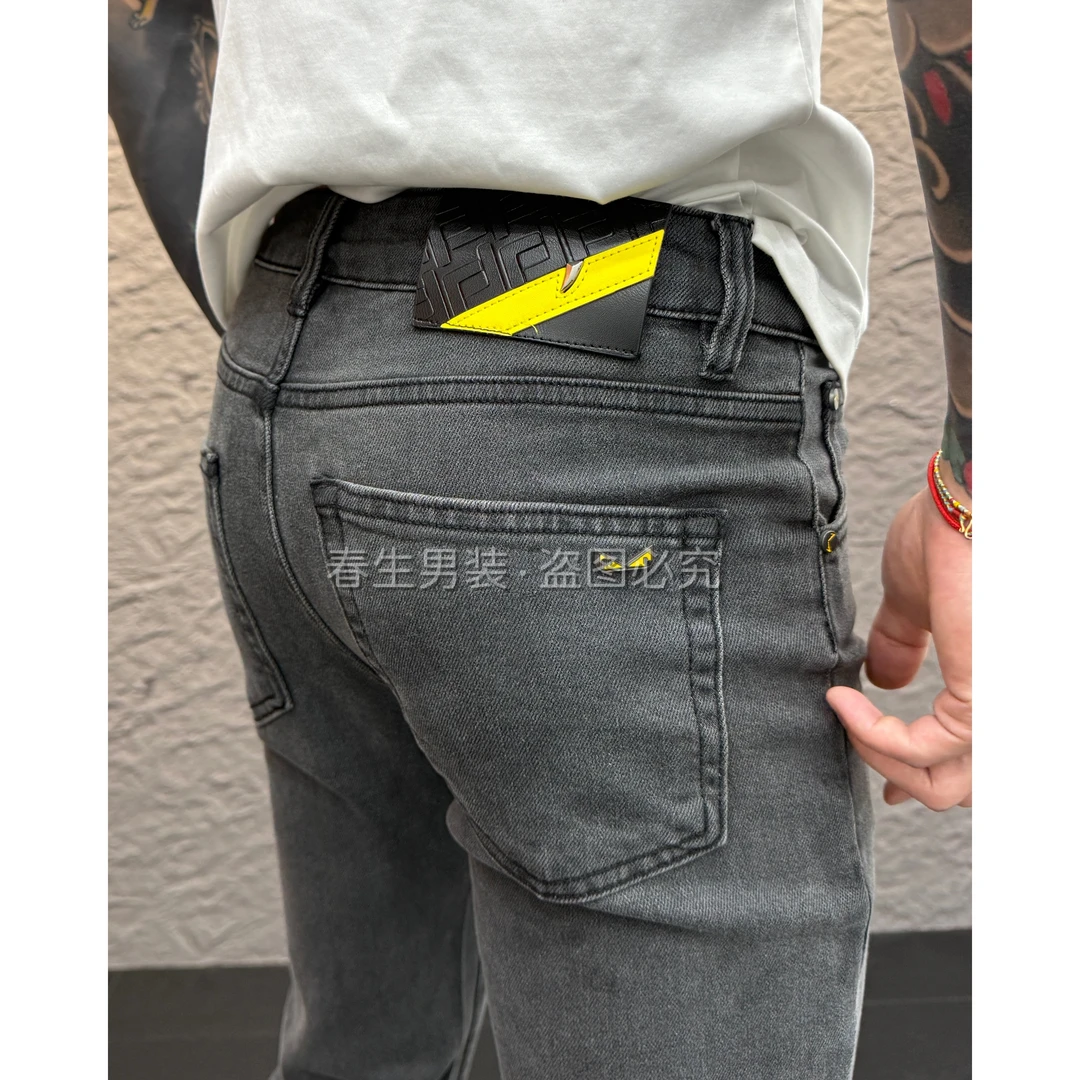 2025早秋新款时尚休闲百搭烟灰色净版修身牛仔裤8151