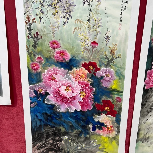 李老师四尺经典牡丹画作