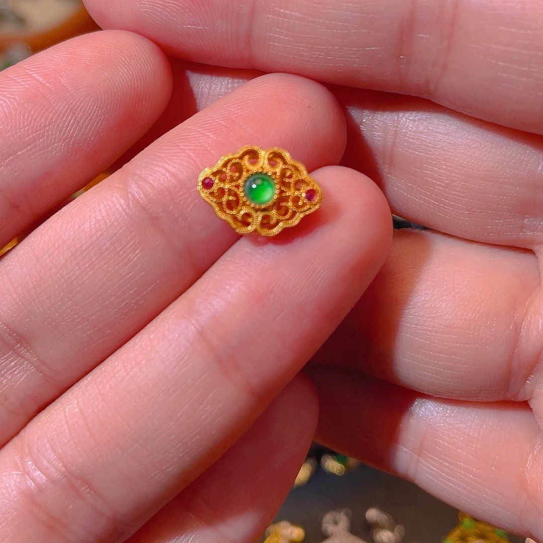 翡翠银S925镶嵌吊坠(不含链)