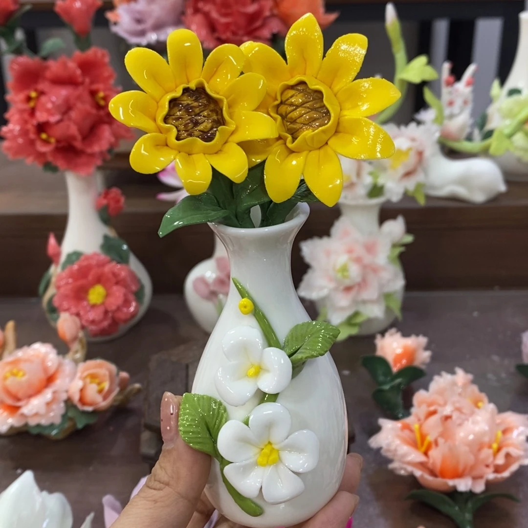 瓷片陶瓷手工花摆件