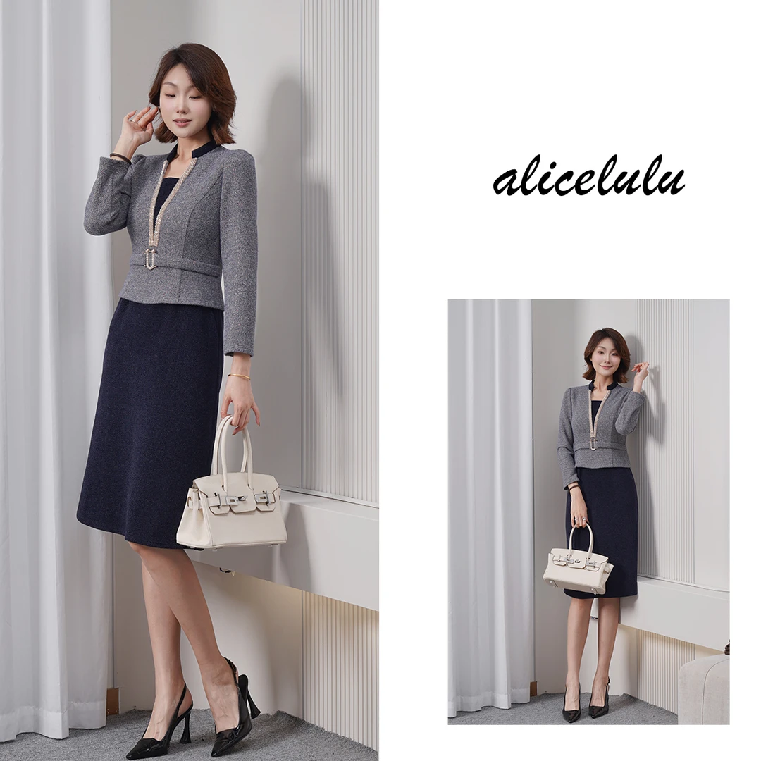 alicelulu繁星点点.设计感撞色连衣裙精致重工S2145411W