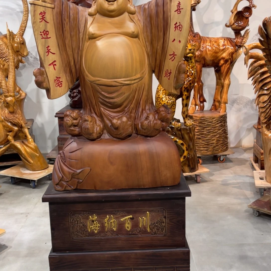 香樟木千***厂香樟木手工雕刻弥勒