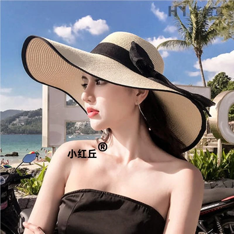 帽子女夏季防晒薄款沙滩草帽夏天女士妈妈时尚百搭大檐遮阳太阳帽