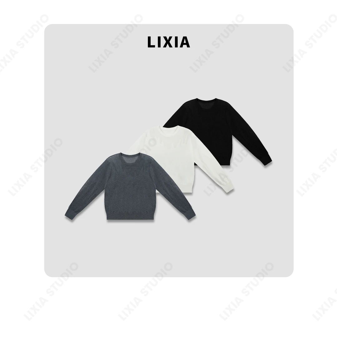 LIIXIA【飞燕】ins风春款简约纯色圆领针织衫-6017D