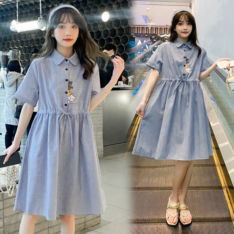 新款短袖连衣裙夏装胖女孩宽松加大码高中初中学生洋气显瘦裙子