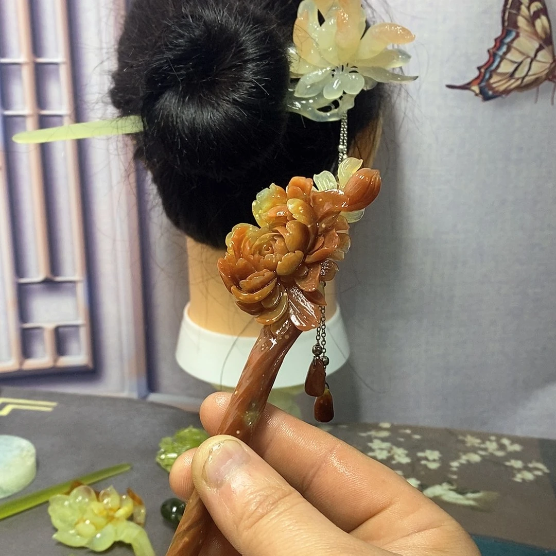 岫玉岫玉牡丹未镶嵌糕**亲