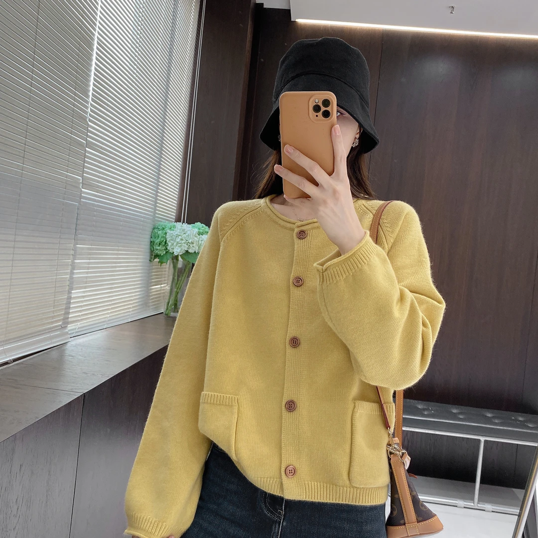 IMFLY金小金自制女装 针织衫DYW9883秋冬静奢风慵懒纯色针织开衫