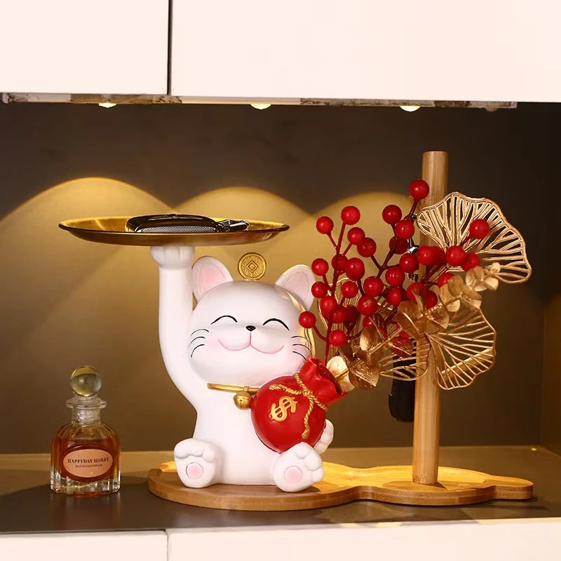 新房招财猫摆件家居入户进门电视酒柜玄关装饰品乔迁新居轻奢