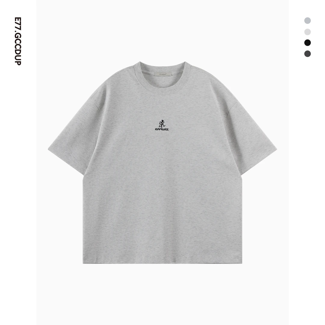 GCCDUPE77夏季刺绣短袖休闲宽松设计百搭高级感男装圆领T恤1404