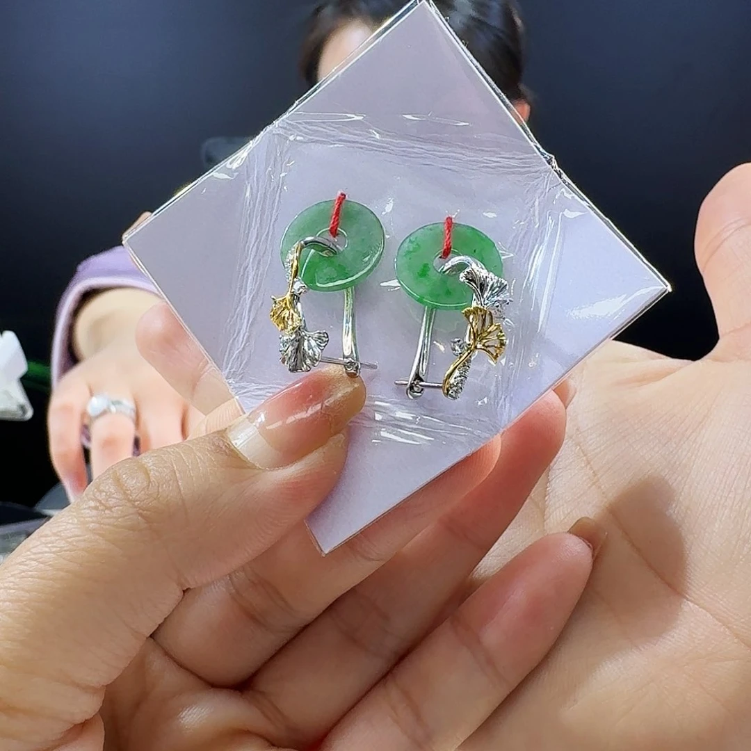 翡翠耳饰18K金镶嵌18k镶嵌