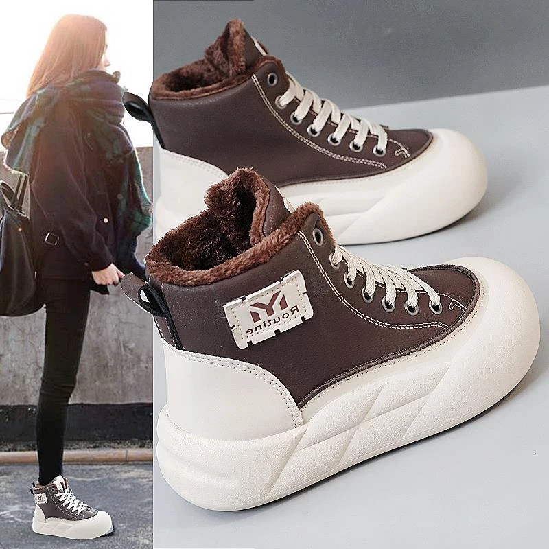 雪地靴女2025新款冬季加绒加厚马丁靴女鞋靴鞋子女ins潮牌百搭鞋