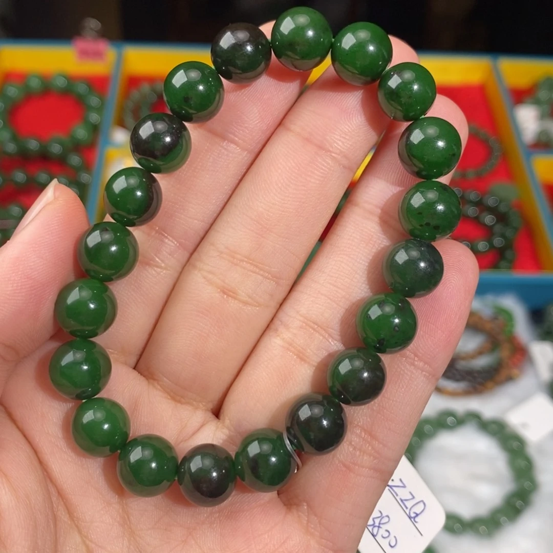 和田玉（碧玉）手链未镶嵌褐红皮