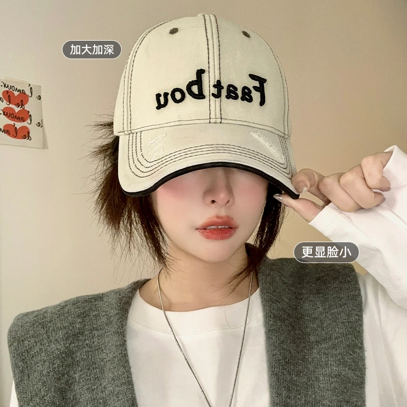 大头围棒球帽女款2025新款宽帽檐方圆脸大脸显小加大加深鸭舌帽子
